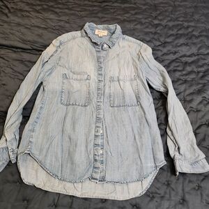 Light Blue Denim Button-Up Shirt